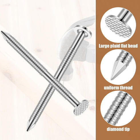 2 Pound Box of Siding Nails, Rust Resistant 304 Stainless Steel Nails for Redwood, Cedar Wood, Decking, Roof Slating