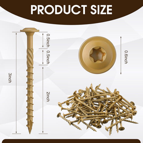 200 Pcs Construction Lag Screws #14 x 3 Inch, Exterior Structural Coated Star Drive Screws with Modified Truss Washer