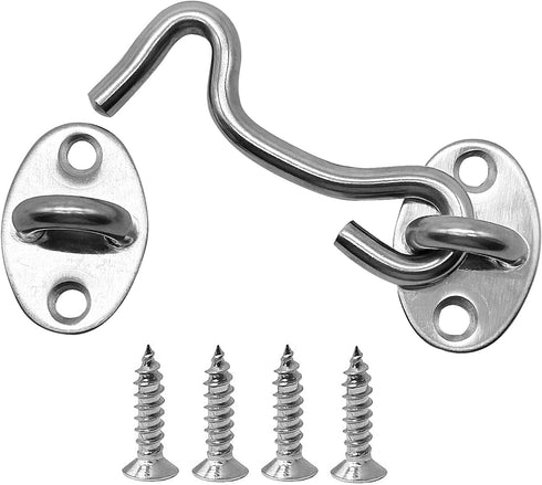4 Pack 3" Hook and Eye Gate Latch, Stainless Steel Rust-Resistant Barn
