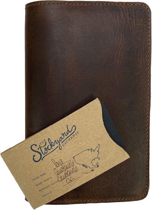Hide & Drink Rustic Cover for Leuchtturm A6 Hardcover Notebook, Full Grain Leather, Handmade, Bourbon Brown (Notebook