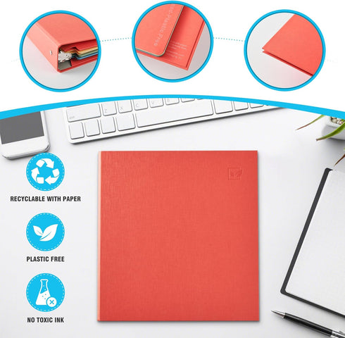 Blue Lake ECOLIFE 1 Inch 3 Ring Binder with Dividers and Pockets, Plastic-Free Binder Organizer for Students and Office