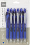 Office Depot Retractable Ballpoint Pens with Grip, Medium Point, 1.0 mm, Blue Barrel, Pack of 6