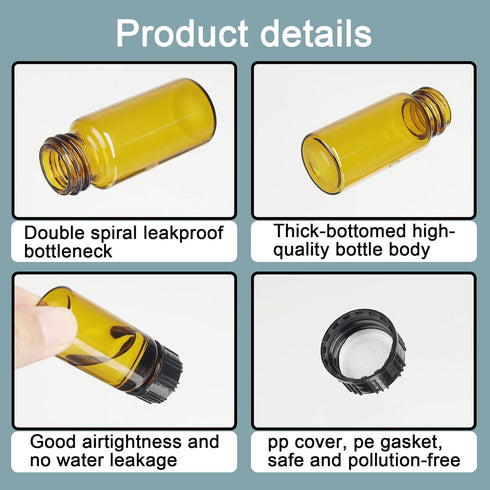 10ml Amber Glass Bottles for Essential Oils, Chemistry Lab Chemicals, Colognes & Perfumes (10 Pieces)