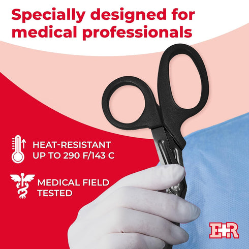 Ever Ready First Aid Titanium Bonded Bandage Shears, 7 1/4" Bent, Tactical Stealth Black