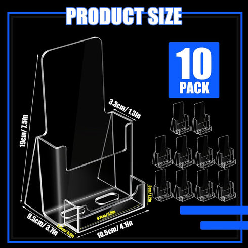 Wenqik Acrylic Brochure Holder - 4.1 Inch Clear Business Card Organizer Stand for Menu, Flyer, Magazine, Office (10 Pcs)