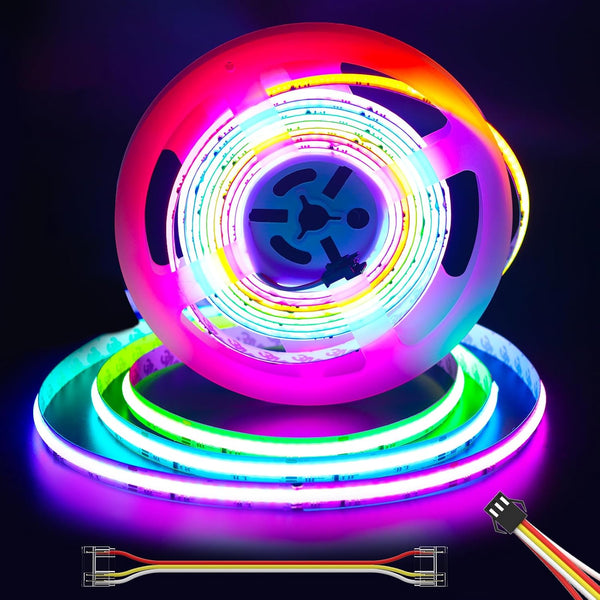 RGB Smart IC COB LED Strip Light 18ft Addressable Chasing Color 12V