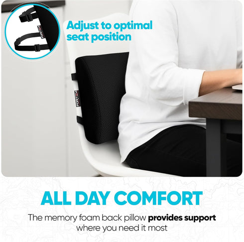 FORTEM Lumbar Support Pillow for Office Chair, Lumbar Support Pillow for Car, Back Rest for Gaming, Memory Foam Pillow