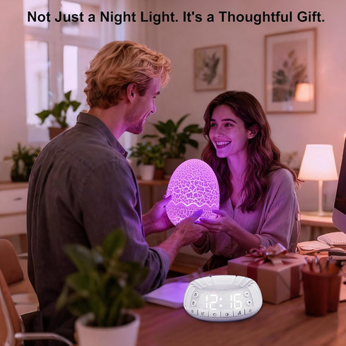MTDYHY Women(2th Butterfly Night Light Sleep Lamp with Lullaby White Noise, Digital Clock Alarm Clock with LED Dcor