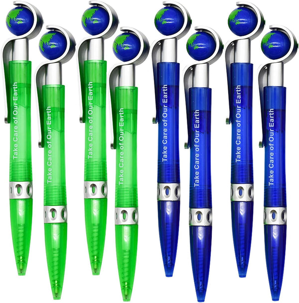 Maydahui 30 Pcs Cute Earth Pens, Retractable Globe Spins Pens for Student Office and School Supplies