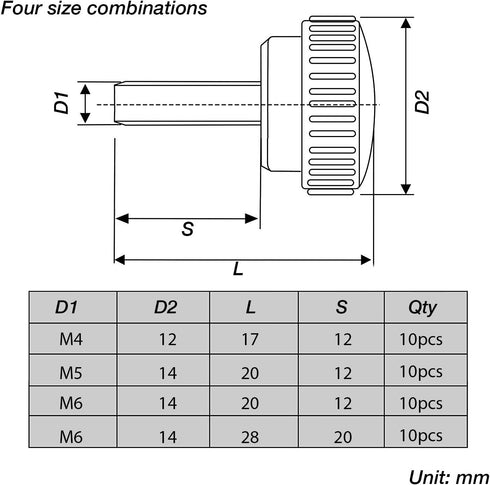 Lependor M4 M5 M6 Threaded Knurled Thumbscrew Grip Knobs - Thumb Screw for Machinery Latches (M4 M5 M6)