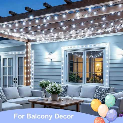 2 Pack 66ft 200 8 QITONG White Solar String Lights Outdoor Waterproof, Each LED Solar Christmas Lights, Modes Green