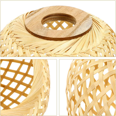 7.67X7.67X6.10In Healeved Woven Lamp Shade Rustic Rattan Pendant Light Cover Replacement Lampshade for Ceiling