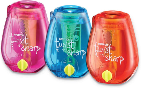 Twist-n-Sharp Pencil Sharpener, Assorted Colors, 3 1/2 x 1 1/4 x 5 1/2, 6/Pack