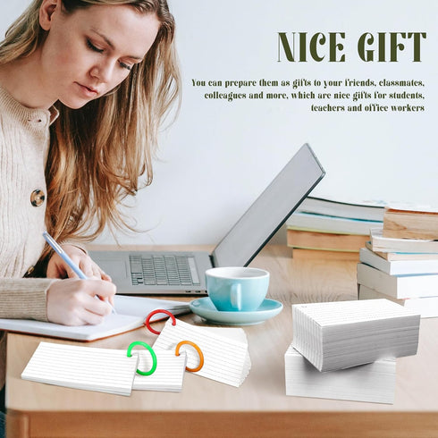 600 3 5 Inches PCS White Index Cards Ruled, x Flash Cards with Ring, Note Cards Study Cards for School Learning