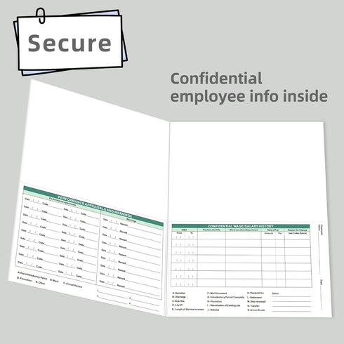 Employee File Folders (25 Pack), 9.5 x 11.5 Inch, 2 Internal Slots, Confidential & Secure, Easy to Organize