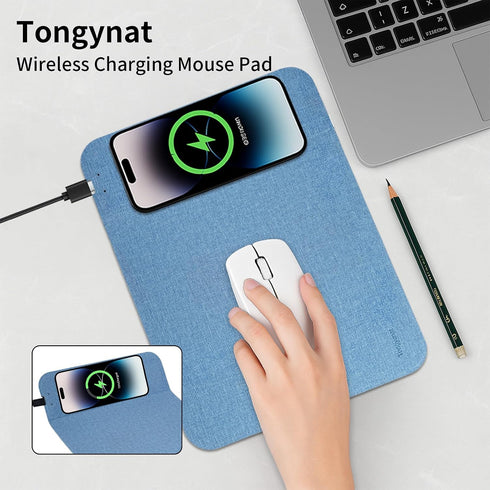 Tongyanat 15W, Fast Wireless Charging Mouse Pad Office Desk Pad with Ultra-Smooth Surface Non-Slip Rubber Base