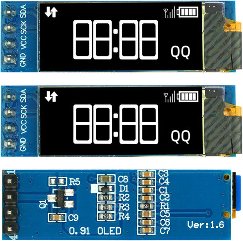 WWZMDiB 3 Pcs 0.91 OLED Display Screen with I2C IIC SSD1306 Compatible with
