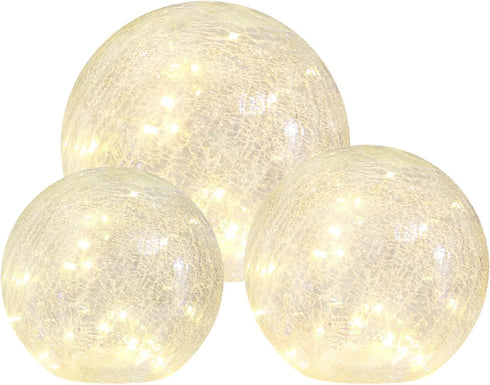 Crackle Globe LED Lamp, Battery Operated Lighted Glass Orb for Christmas Decoration, Gold Mercury Glass Ball Light for