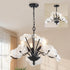 Porch,3 Luvkczc Black Chandelier,Vintage Flower Glass Pendant Light Fixture,Mid Century Ceiling Light Fixture
