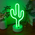 Summer, Green Cactus Neon Lights with Holder Base, Cactus Neon Signs for Bedroom, Tabletop, Bar, Birthday, Christmas