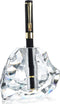 QFkris 3.5'' Crystal Signature Fountain Pen & Pencil Holder, Heart Shaped Glass Cut Pen Stand, Office Supplies Desktop