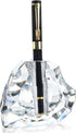 QFkris 3.5'' Crystal Signature Fountain Pen & Pencil Holder, Heart Shaped Glass Cut Pen Stand, Office Supplies Desktop