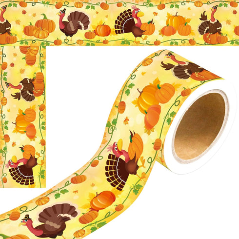 Thanksgiving Turkey Bulletin Board Border - Fall Pumpkin Borders for Classroom Decoration (36Ft)