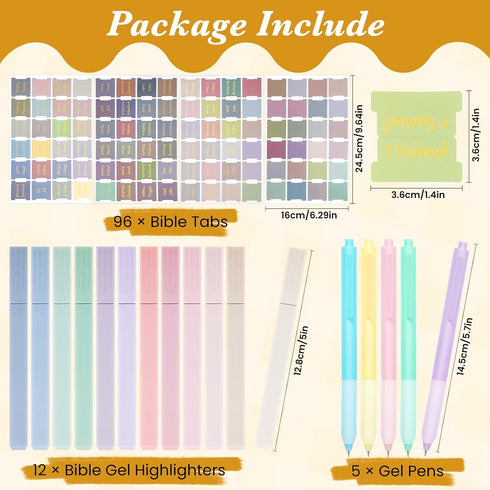 NEWEST Bible Journaling Kit, 12 No Bleed Highlighters, 5 Smooth Gel Pens, 96 Morandi Bible Tabs for Study Bible