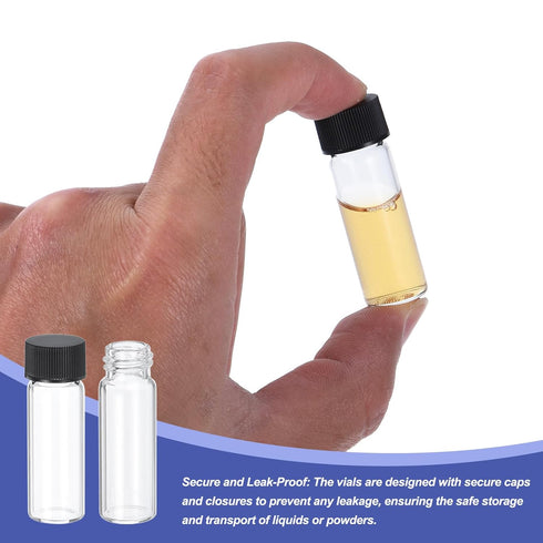 PATIKIL 4ml Clear Glass Vials, 100 Pack Leak-Proof Sample Vials with Screw Cap for Lab