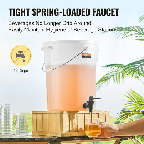 5 VEVOR Beverage Dispenser, Gallon Drink Dispensers for Parties, Plastic Juice Dispenser with Spigot and Lid, Iced Tea