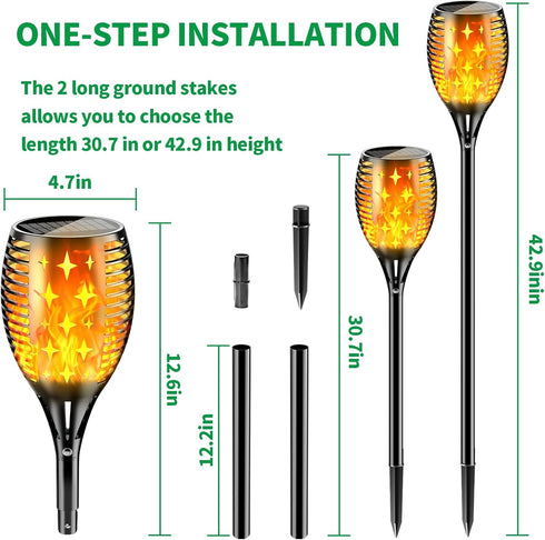43'' 2 Pack YoungPower Large Solar Torch Lights Flickering Flames Torches, Waterproof Outdoor Flame Decoration Lighting