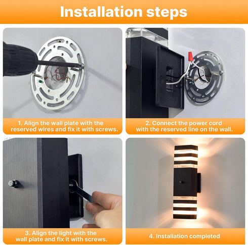 futxnziey 1 Pack Dusk to Dawn Outdoor Wall Lights, Modern Black Exterior Wall Sconce, Waterproof Aluminum Up and Down