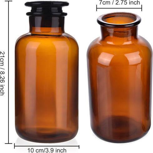 1000ml Lab Amber Glass Reagent Bottle,Wide Mouth Glass Brown Storage Bottle with Ground Stopper,Decorative Bottles/Vase by Kestun