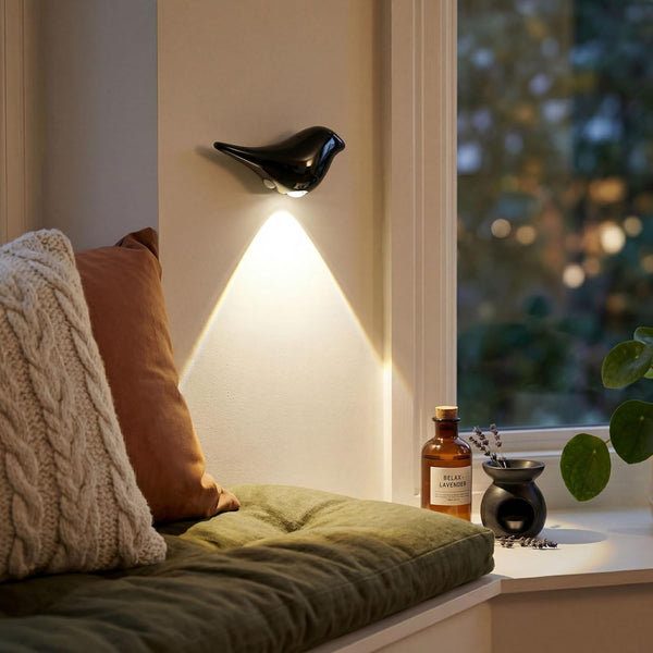Obsidian Motion Sensor Night Light Indoor, Magnetic Wall Lamp, Rechargeable LED Bird