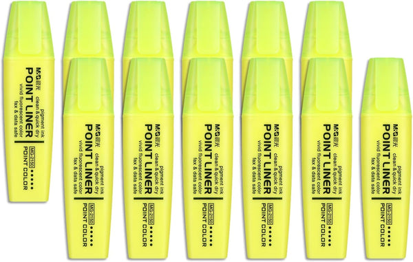 M&G Yellow Highlighter, 12 Pack, No Bleed Highlighters, Neon Thick Cute Markers for Books
