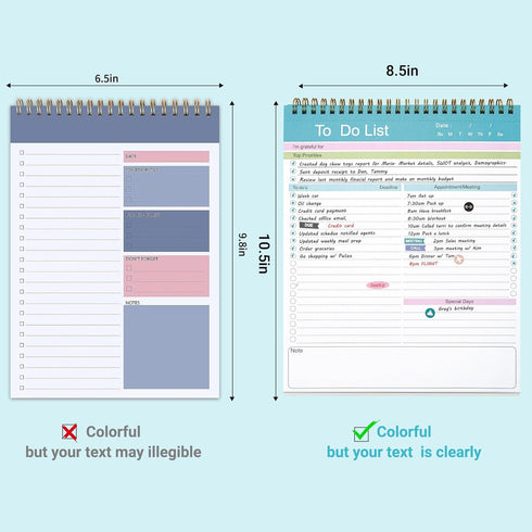 To Do List Notepad, Spiral Bound Undated Daily Planner, 52 Sheets 8.5" X 10.5" Tear Off Task Planning Pad with Checklist, For Work Office Home by GuanQiao
