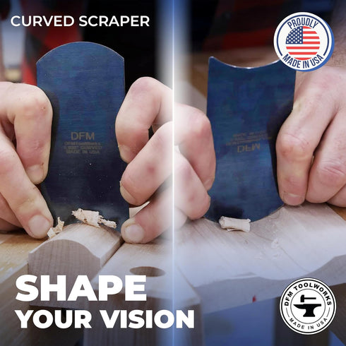 Blue Curved Cabinet Scraper Cards - Precision Card Scraper Tool for Woodworking Projects, Ideal for Fine Finishes, Set