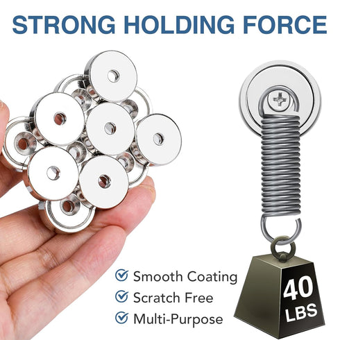 MIKEDE Magnets with Hole, 40LB Strong Rare Earth Magnets for Wall Mounting, Neodymium Cup Magnets, 10 Pack