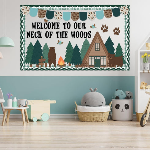 Camping Bulletin Board Classroom Decorations Set Forest Camp Theme Woodland Animals Paper Cutouts