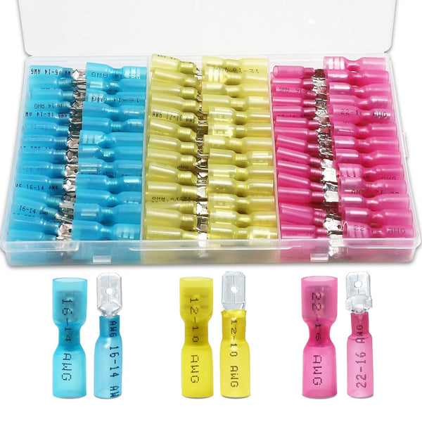 150 PCS Heat Shrink Spade Connectors, Male and Female Spade Terminals 22-10 AWG by MENTBERY