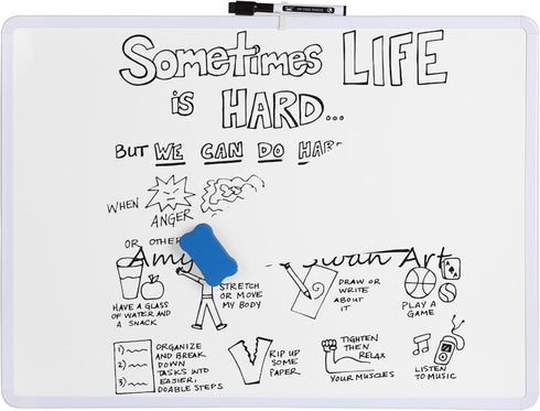 Mr. Pen Dry Erase Board, 18” x 24” with Black Marker, White Frame, Magnetic Whiteboard for Wall Use