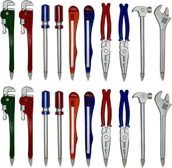 Maydahui 20PCS Novelty Shape Hardware Hand Tool Pens Black Ink Ballpoint Pipe Wrench Pincer Pliers Art Knife