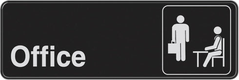 Hillman 841754 Plastic Self-Adhesive Office Sign, Black and White (3" x 9")