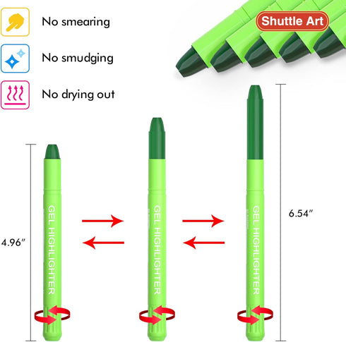 Shuttle Art 5 Pack Green Gel Highlighters - No Bleed Bible Journaling Supplies for Highlighting and Studying