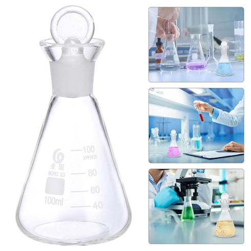 Mipcase 1pc Flask Science Beakers, Narrow Mouth Erlenmeyer Laboratory Graduated Cylinder Lab Equipment