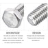 Hex Bolts 5Pcs (3/8-16x5-1/2"), 316 Stainless Steel Fully Threaded Hex Head Screws for Furniture Repair, Silver