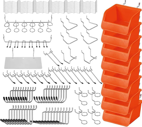 HORUSDY 150-Piece Pegboard Hooks Assortment with Pegboard Bins for Organizing Various Tools and Accessories