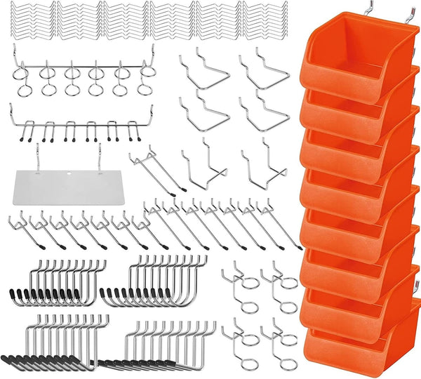 HORUSDY 150-Piece Pegboard Hooks Assortment with Pegboard Bins for Organizing Various Tools and Accessories