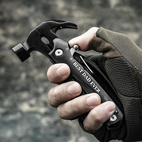 Unique Gifts for Fathers Day Men from Daughter Son Kids, All in One Multitool Hammer Survival Kit for Dad