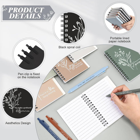 Inspirational 20 Pcs Employee Appreciation Gifts, Thank You Spiral Journal, Boho Aesthetic Floral Notepad, Motivational
